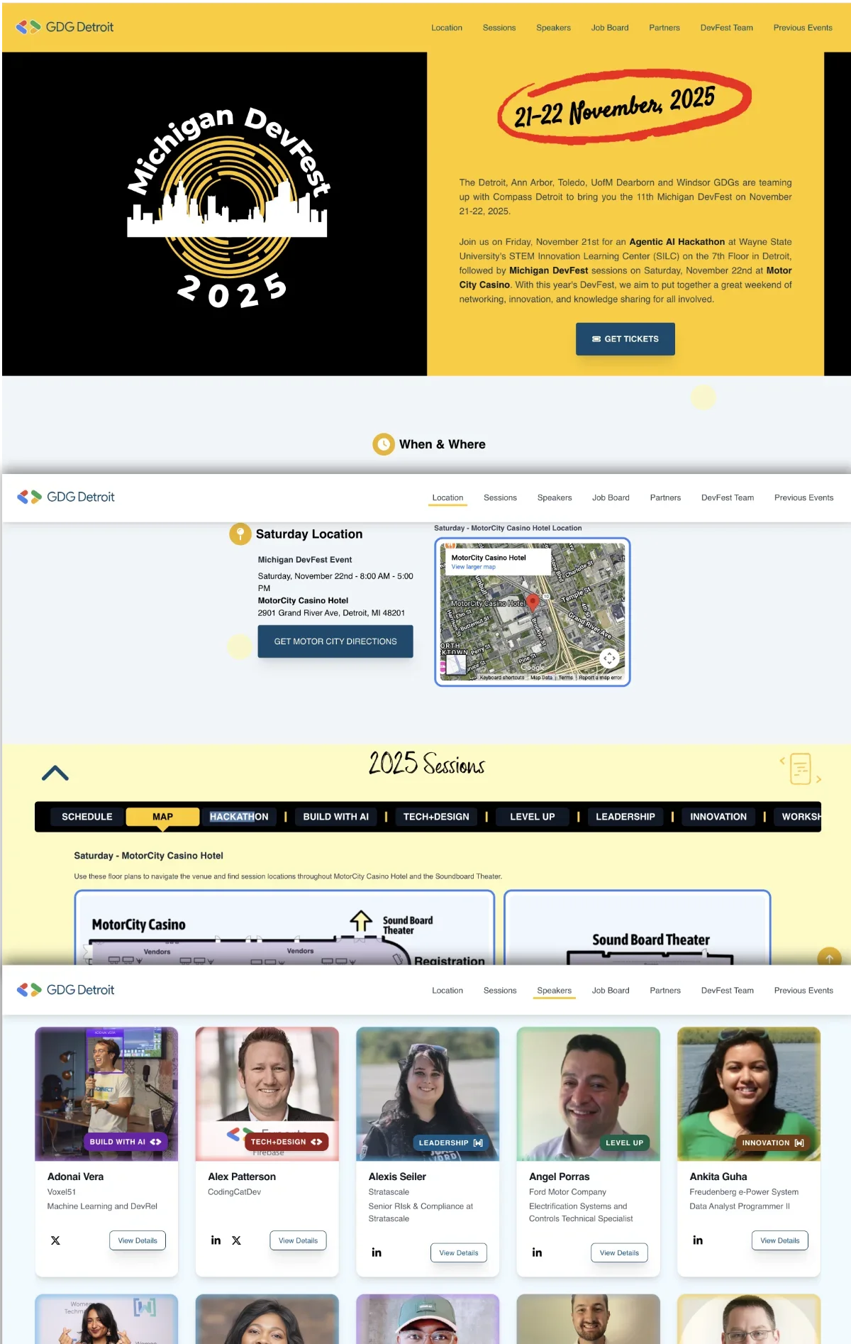 2025 Michigan DevFest website, with a modern design and a focus on accessibility and user-friendly design.